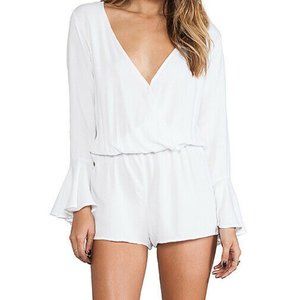Indah Romper White Wrap Boho Chic Size  Small
